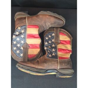 Durango Lady Rebel Women 10" Western Brown Leather American Flag Cowboy Boots 7M